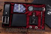 Men Gift Set Quality Leather Belt, Wristwatch,Tie, Perfume,