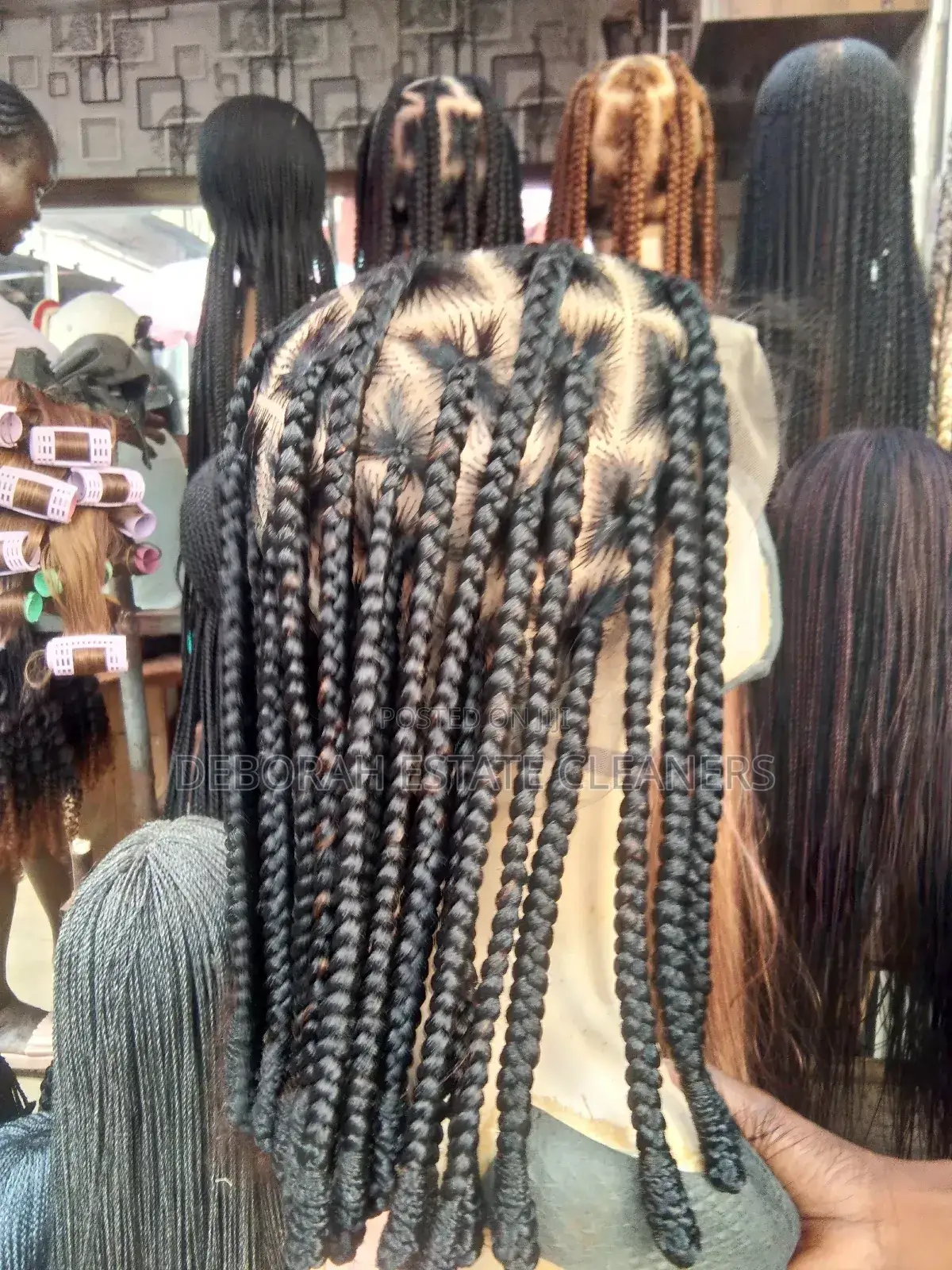 Luxury Black Braided Wig in Knotless Style