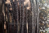 Luxury Black Braided Wig in Knotless Style
