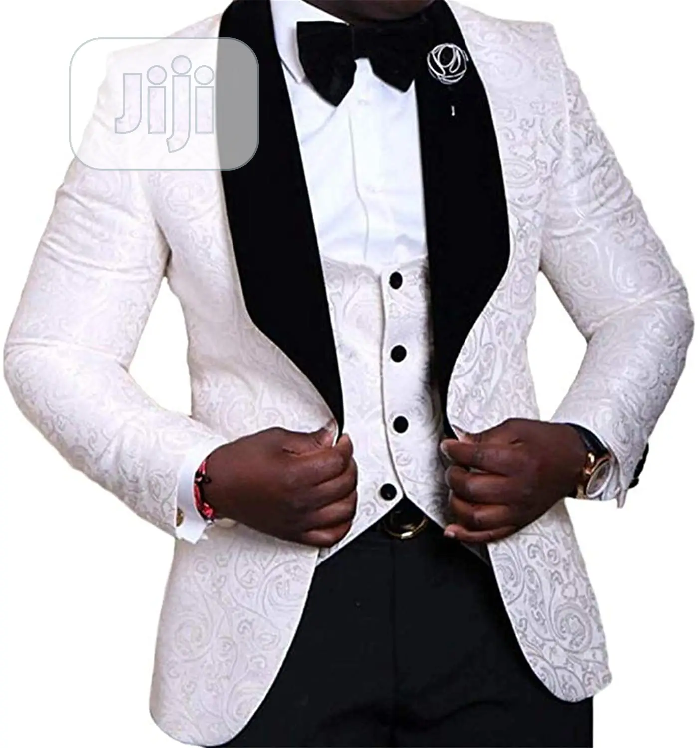 3 Piece Suit Tuxedo Jacquard Wedding Suit for Men