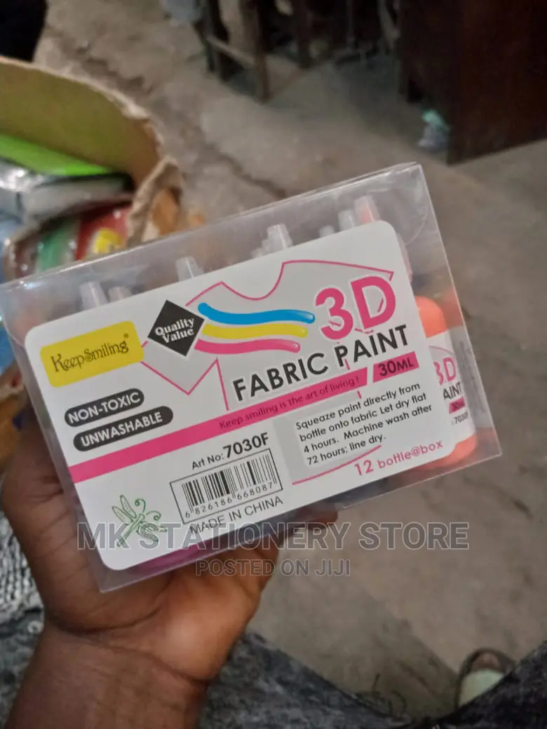 Keepsmiling Non Toxic 3D Fabric Paint 30ml 12 Colours