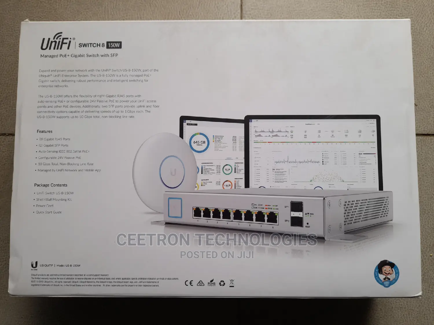 UBIQUITI:US-8-150W Unifi Switch, 8port, 150W