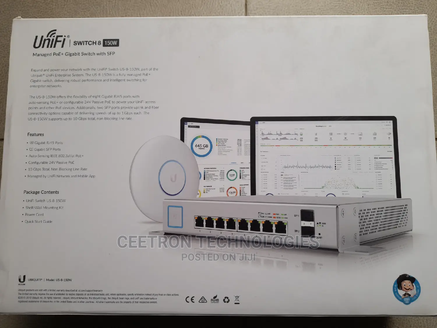 UBIQUITI:US-8-150W Unifi Switch, 8port, 150W