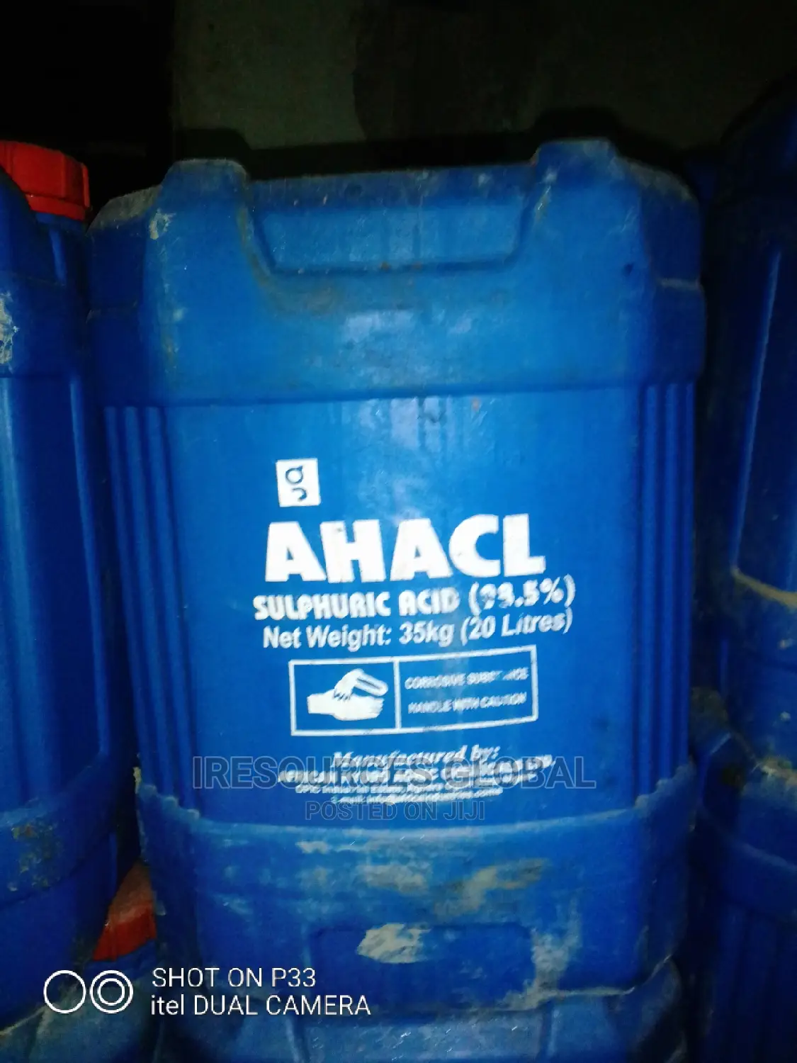 Sulphuric Acid 98.5% 20ltrs 35kg Keg