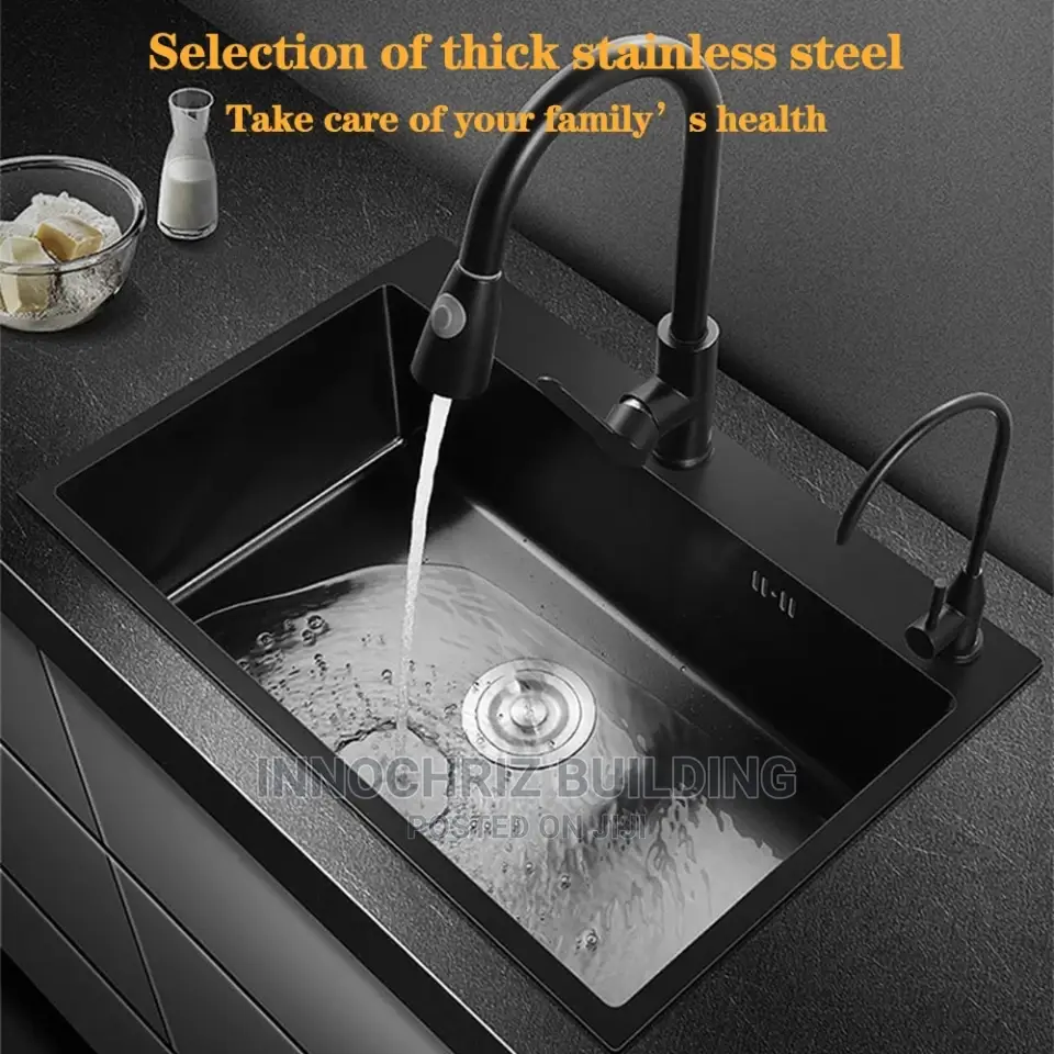 Black Single Bowl Kitchen Sink.